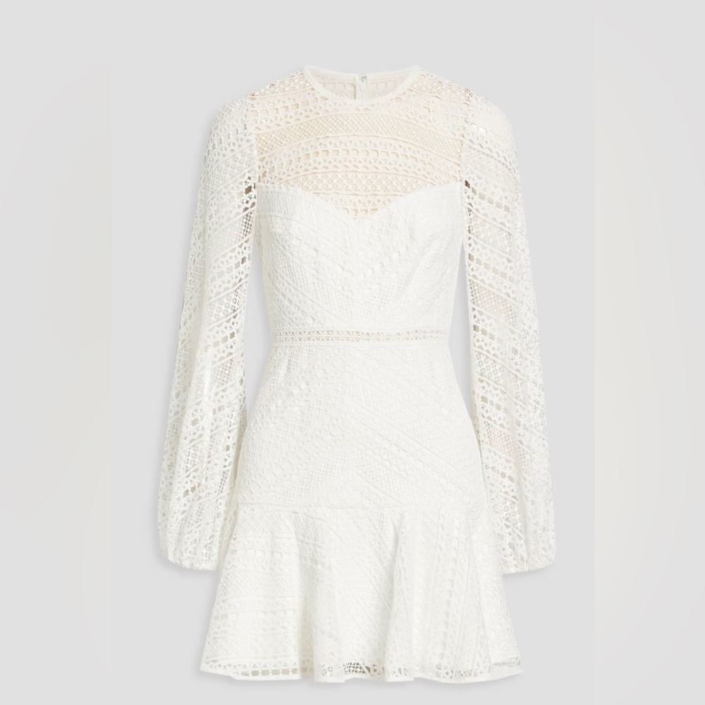 ML MONIQUE LHUILLIER
Fluted macramé lace mini dress